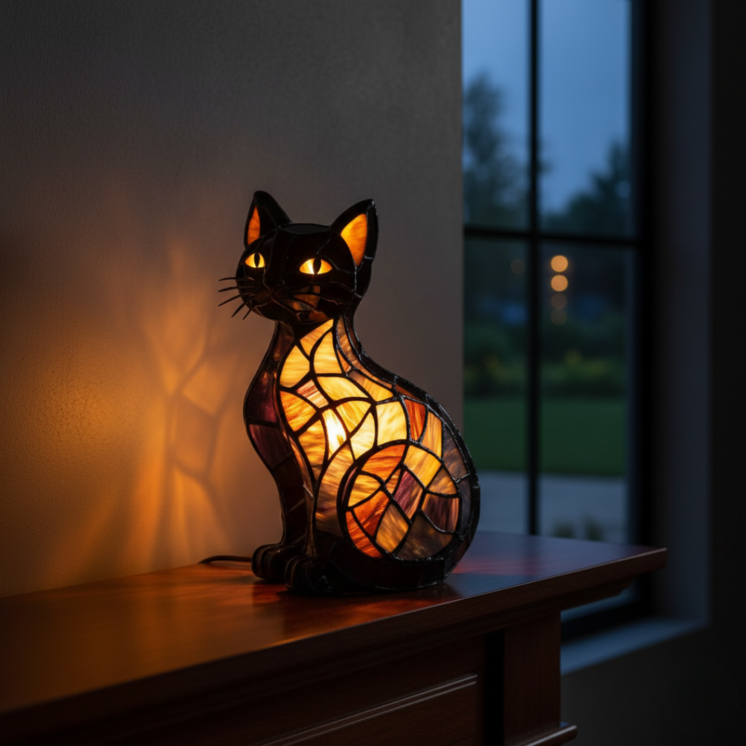 動物ランプ - 真夜中の輝く猫